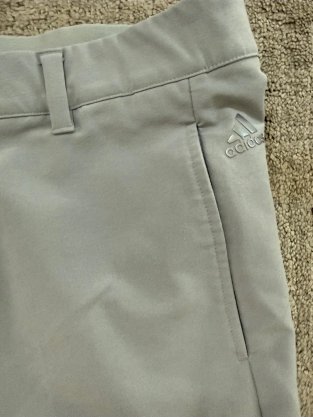 adidas Light Gray Men's Flat-Front Performance Shorts